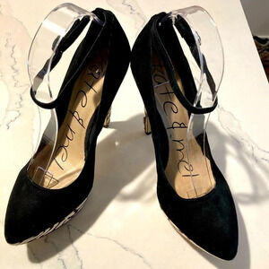 KATE & ME Sz 9.5 Suede Pony Hair Zebra Accents On  Heel and Platform Heels